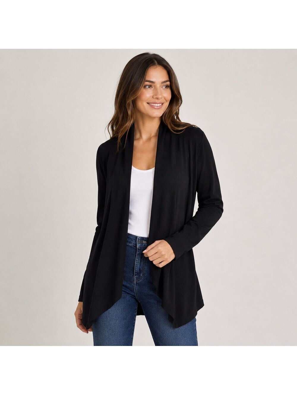 Scoop Black Open Front Drape Cardigan Sweater Women’s Large Goth Witchy Boho
